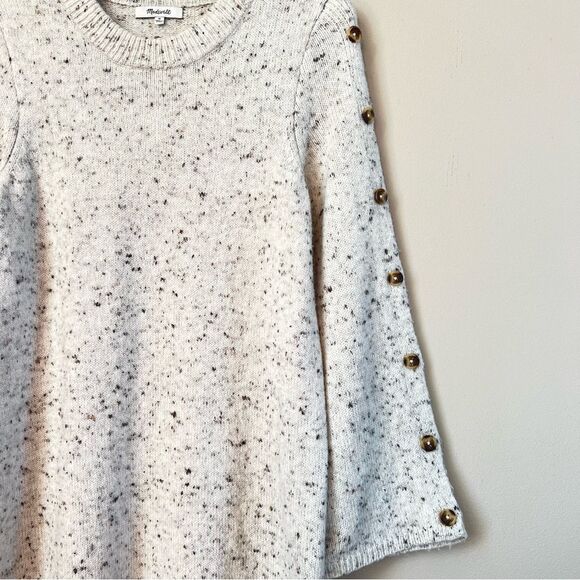 MADEWELL Donegal Button Bell Sleeve Sweater Dress Ivory Grey Size M - Picture 5 of 15